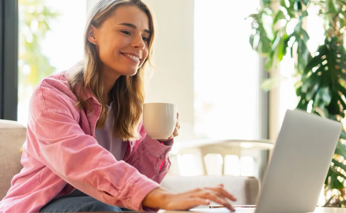 Employee working on her laptop